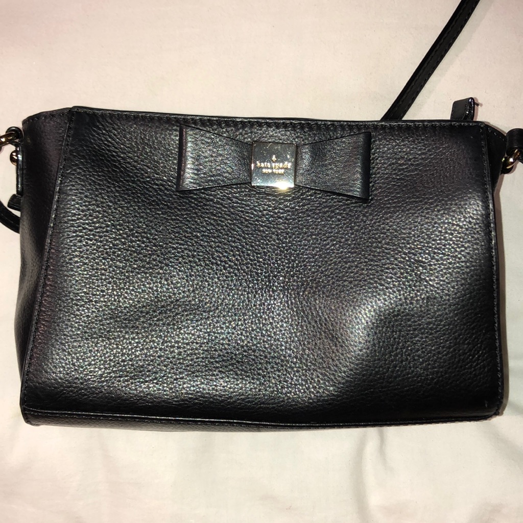 Kate Spade New York, Black Leather Bow, Pristine!